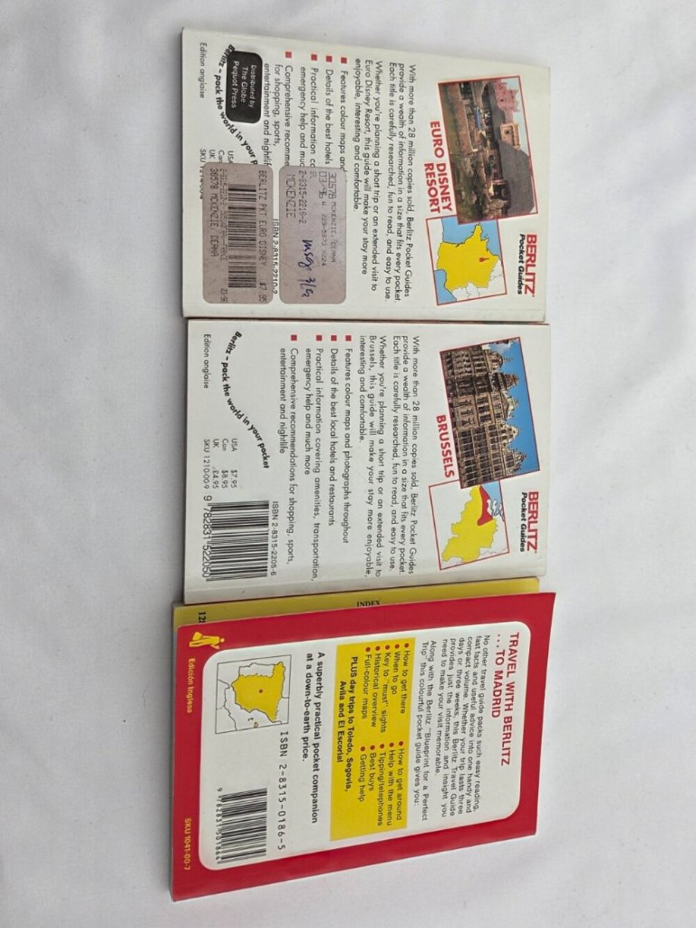 Lot of 3 Vintage 90s HarperCollins Gem Travel Books Madrid/Brussels/Euro Disney - Picture 4 of 5